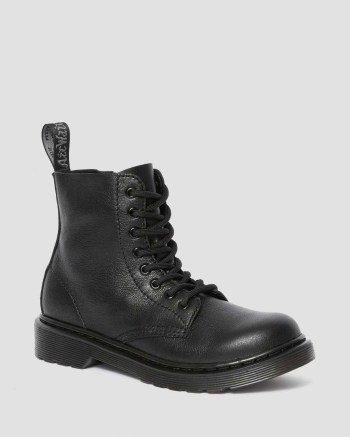 Dr Martens Junior 1460 Pascal Leather Šnurovacie Čižmy Detske Čierne | 4968-YRBSD